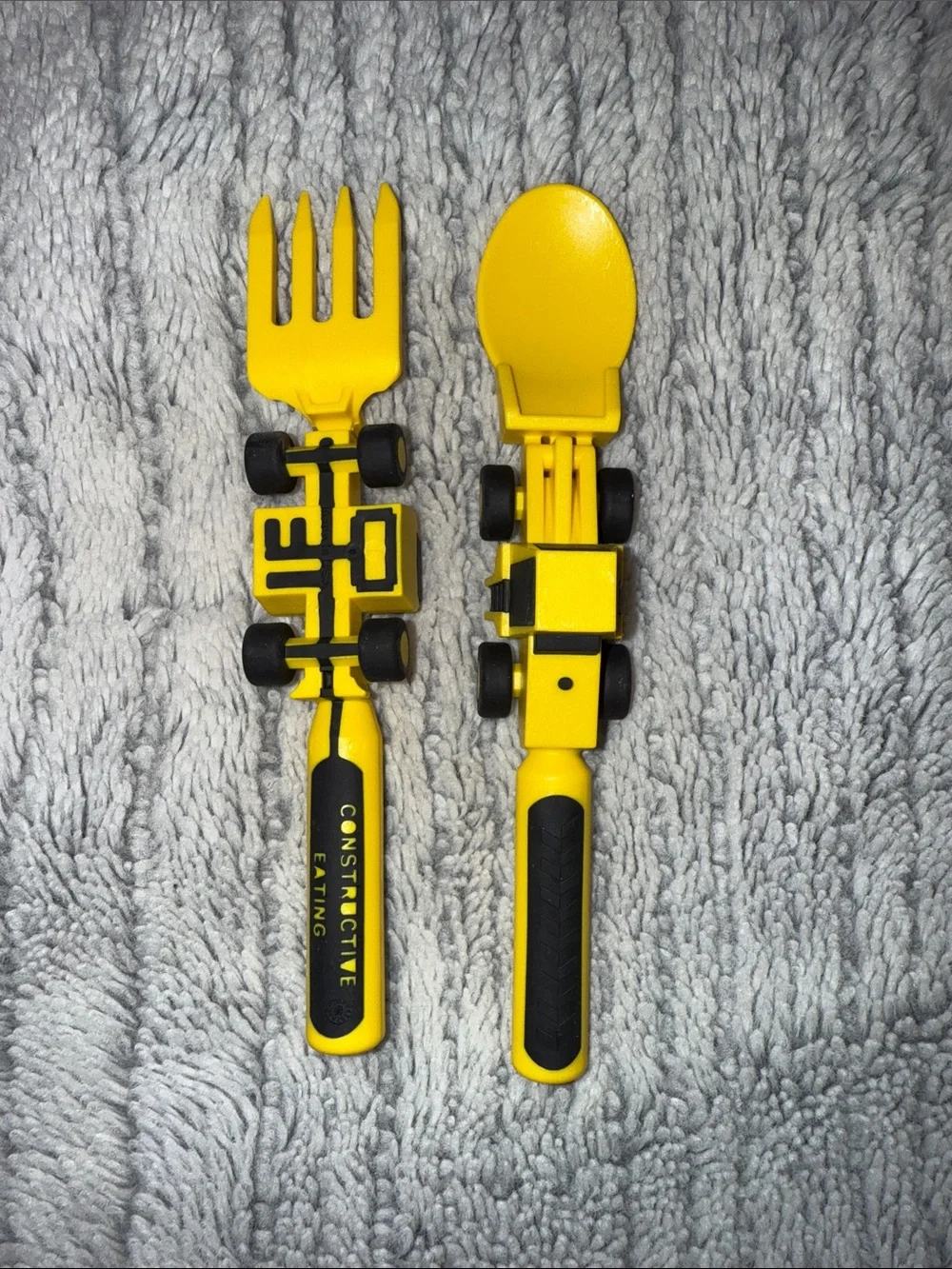 Yellow Kids Construction Spoon and Fork Play Set